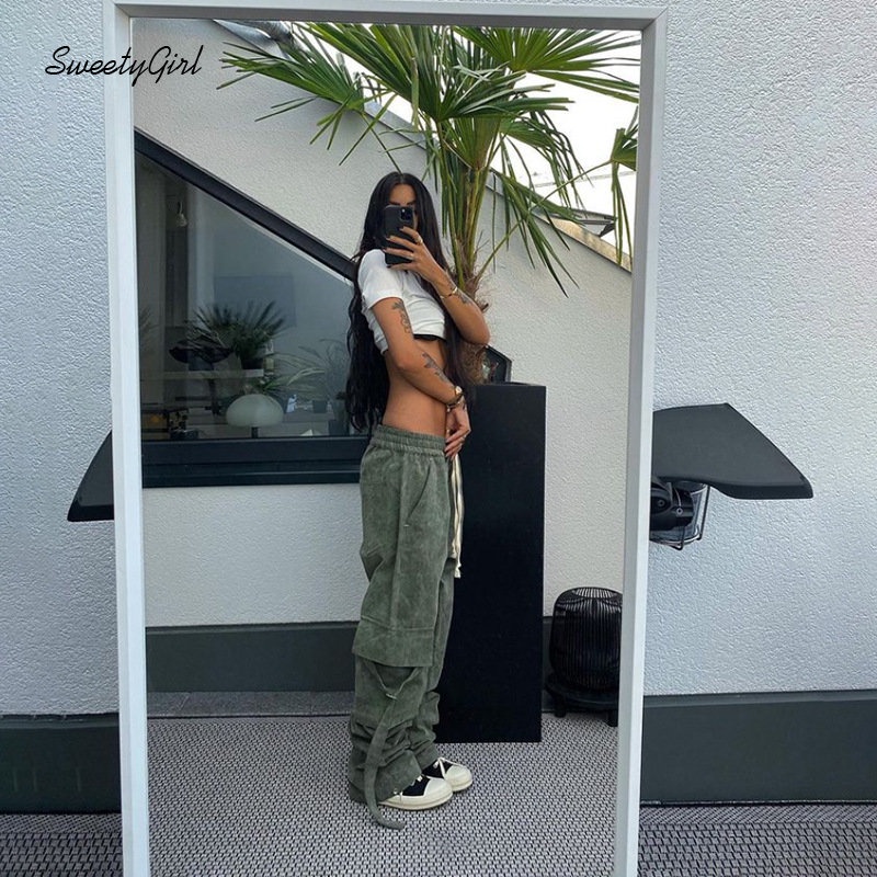 Quần ống rộng Lưng Thấp Màu Trơn Thời Trang 2022 Dành Cho Nữ