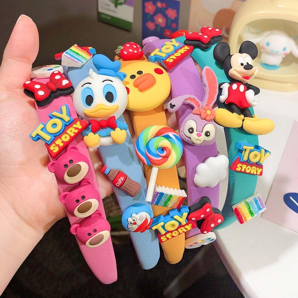 Băng Đô Cài Tóc Hình Chuột Mickey / Minnie / Gấu / Dâu Tây Màu Kẹo Ngọt Phong Cách Hàn Quốc