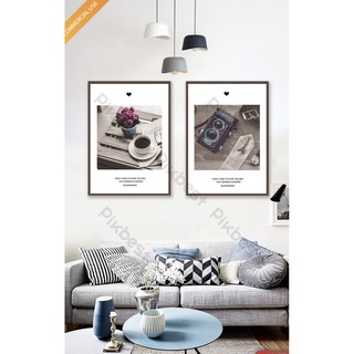 Bộ 2 tranh dán tường trang trí quán Cafe Trà sữa kích thước 40cm*60cm
