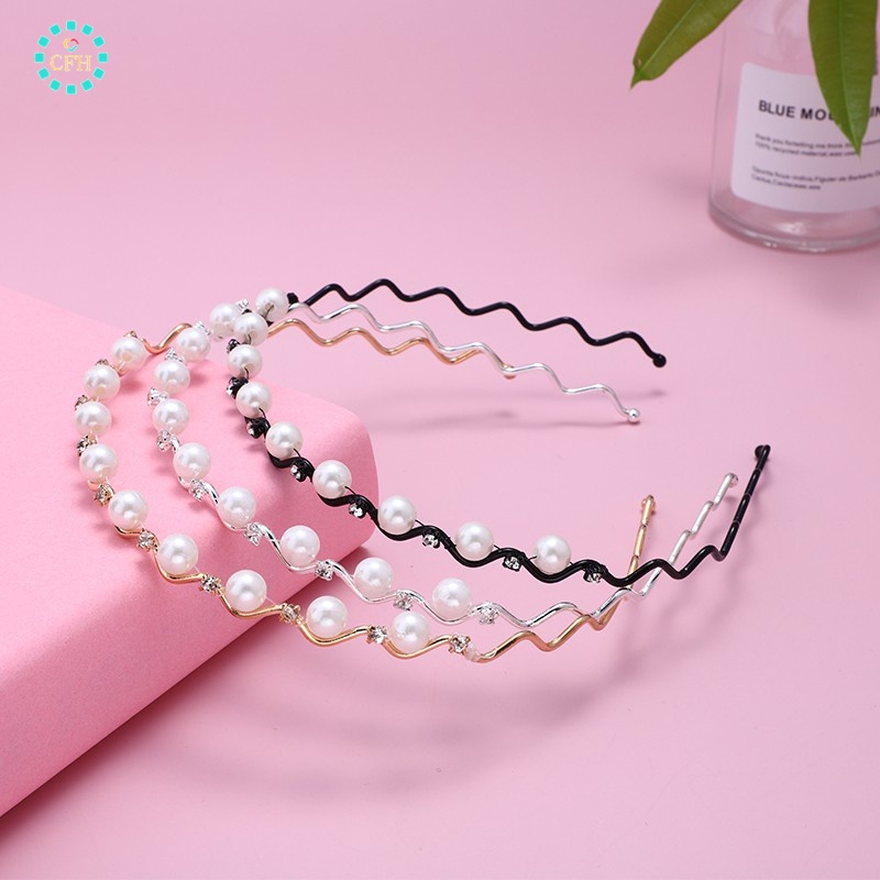 Băng Đô Cài Tóc Đính Đá Và Ngọc Trai Nhân Tạo Dễ Phối Đồ