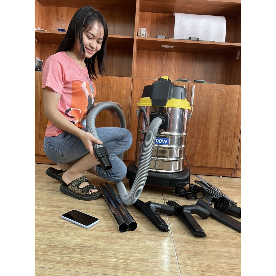 Máy hút bụi công nghiệp 6 phụ kiện-khô và ướt- vệ sinh nhà xưởng- máy móc