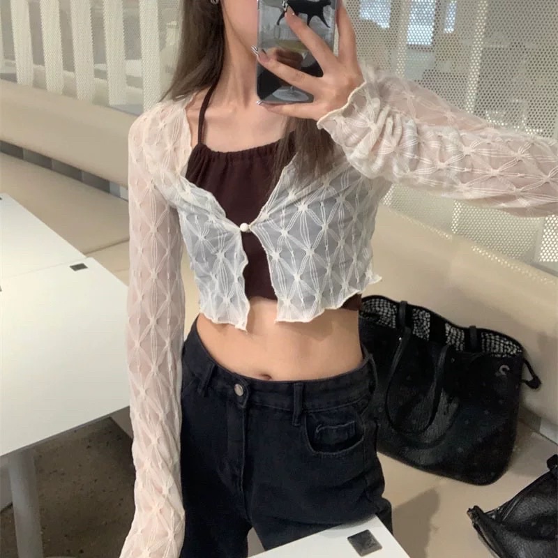 Set áo hoa hoạ tiết trám kèm yếm basic