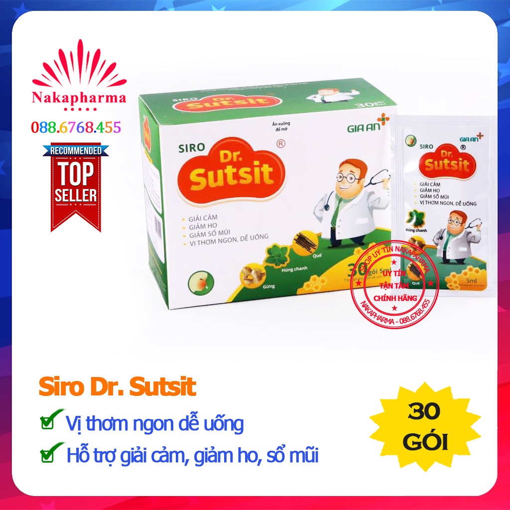 Siro Dr. Sutsit 30 gói x 5ml – Hỗ trợ giải cảm, giảm ho, sổ mũi, ho có đờm | Dr.Sutsit