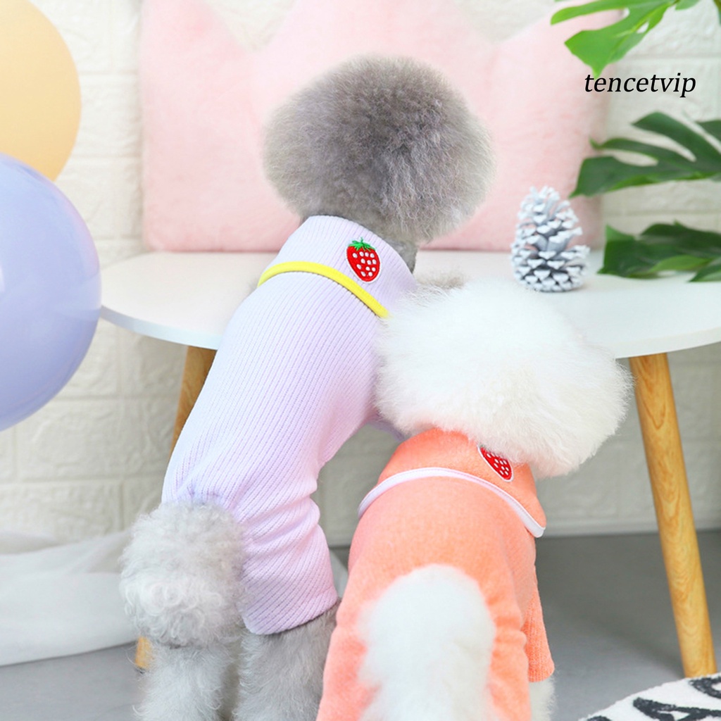 Bộ đồ ngủ áo liền quần màu trơn ấm áp thời trang cho cún cưng cỡ nhỏ