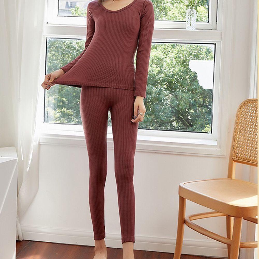 Áo Thun Cổ Tròn Mềm Mại Co Giãn Không Đường May Màu Trơn Thời Trang Thu Đông Cho Nữ