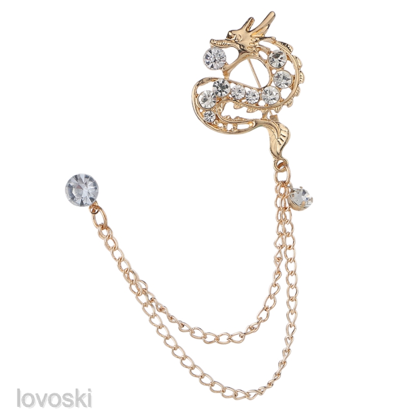 Ghim Cài Áo Hình Rồng Đính Pha Lê Thời Trang Cho Nam