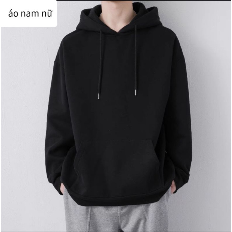 Áo nỉ ngoại cao cấp giữ ấm chống nắng màu đen from rộng