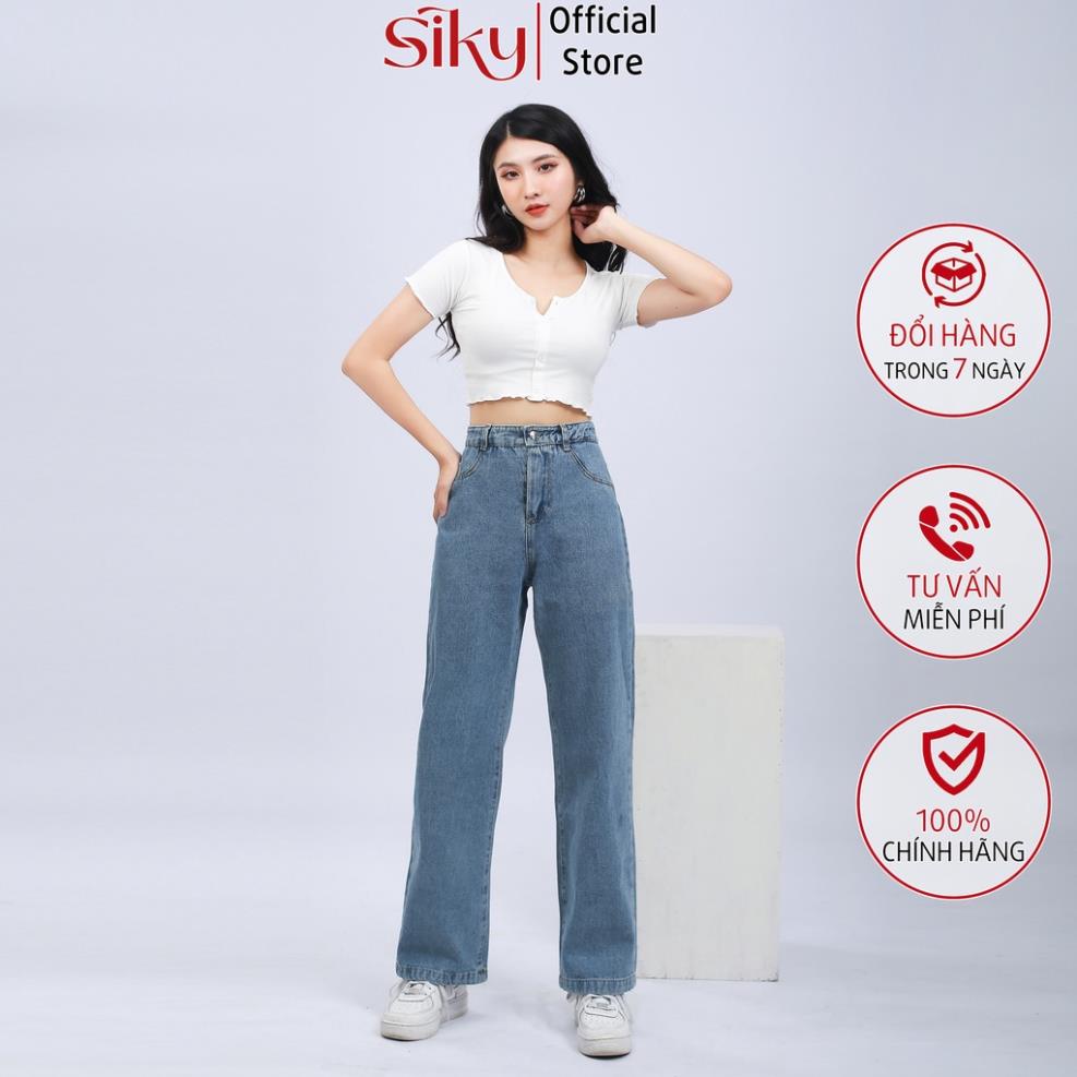 Quần jeans nữ SIKY ống rộng cao cấp - 3132 🎁 !
