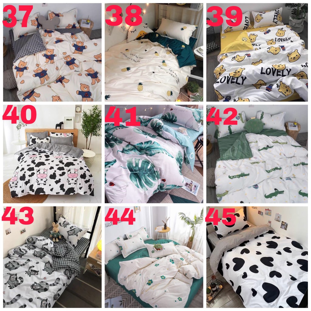 Bộ Chăn Ga Gối Cotton Poly Nhiều Mẫu Chần Bông Mẫu 2020