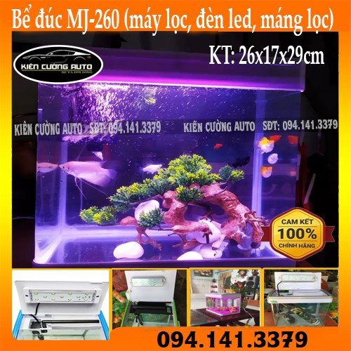 Bể đúc MJ 260 trọn bộ đèn led, máng lọc, máy lọc cho bế cá cảnh