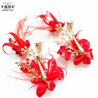 HANDMADE Trâm Cài Tóc Đính Đá Pha Lê Đỏ Trang Trí Tóc Cô Dâu