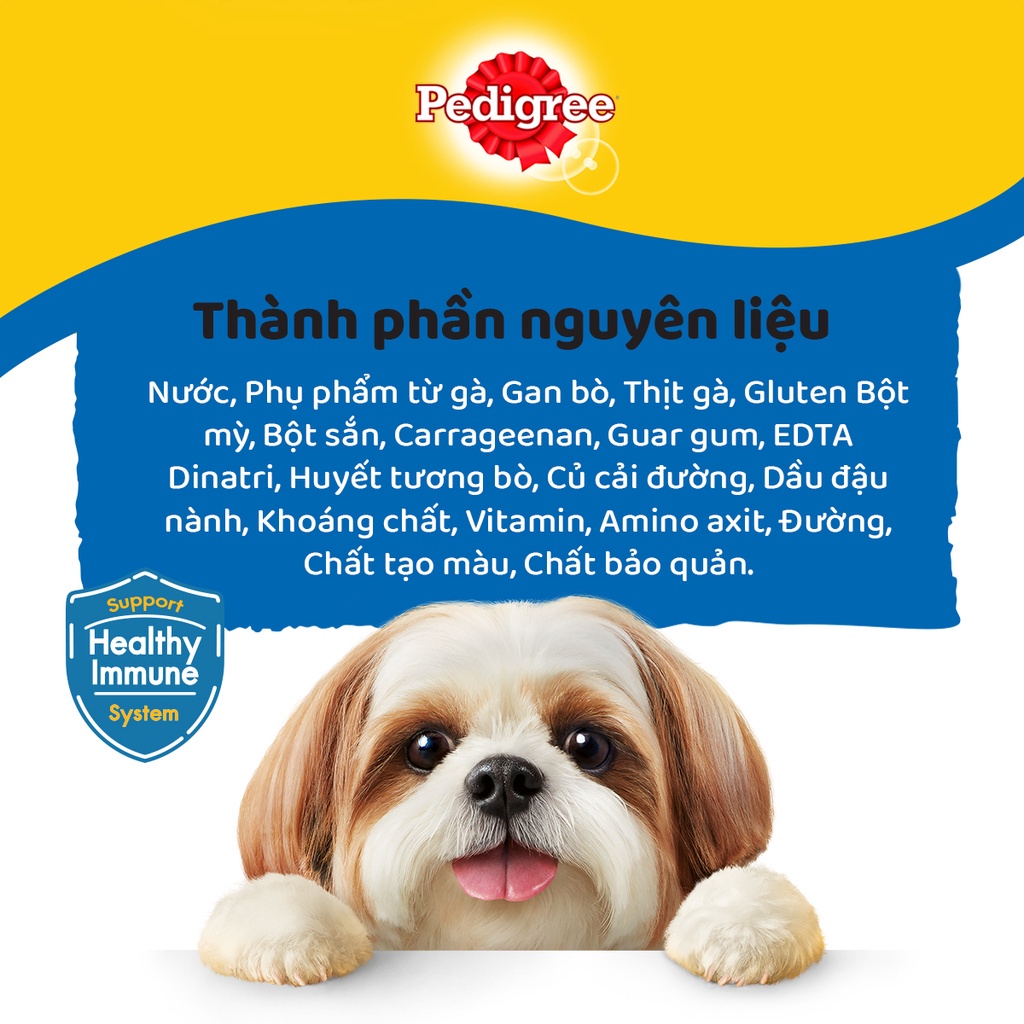 THỨC ĂN PEDIGREE DẠNG PATE SỐT CHO CHÓ LỚN vị Gà nấu sốt gói 130g Xuất xứ Thái Lan Bổ sung dinh dưỡng hoàn chỉnh