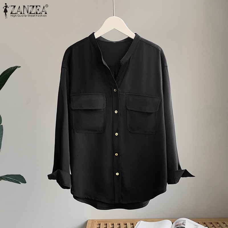 Zanzea Áo Sơ Mi Tay Dài Cổ Chữ V Phong Cách Vintage Dành Cho Nữ
