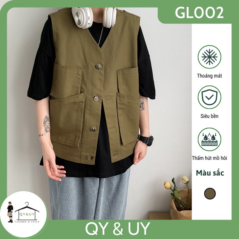Áo gile unisex khoác gió phong cách Hàn Quốc GL002