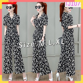 Set Đồ Nữ 🎁FREESHIP🎁 Set Trang Phục quần dài ống suông hoạ tiết hoa cúc cột eo TJ1079
