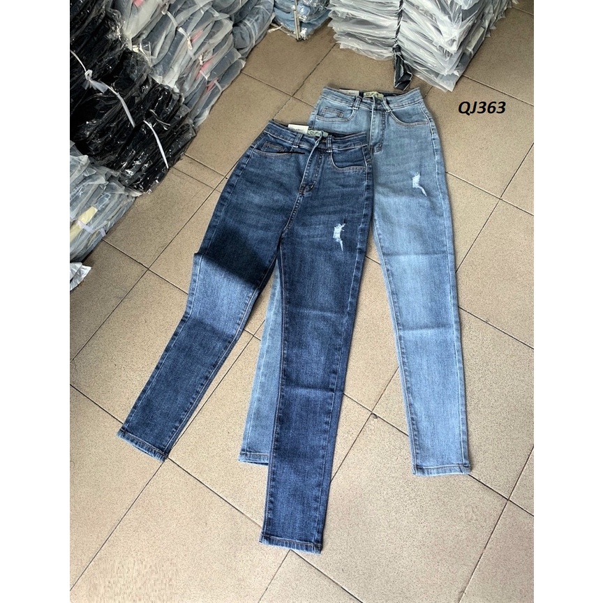 Quần jeans Skinny lưng cao rách nhẹ QJ363