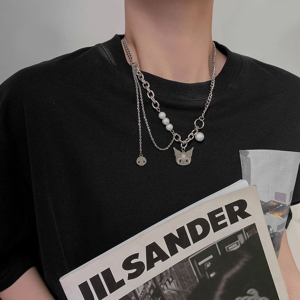 Vòng Cổ Choker Mặt Hình Đầu Lâu Đính Hạt Ngọc Trai Phong Cách Hàn Quốc Thời Trang Cho Nữ