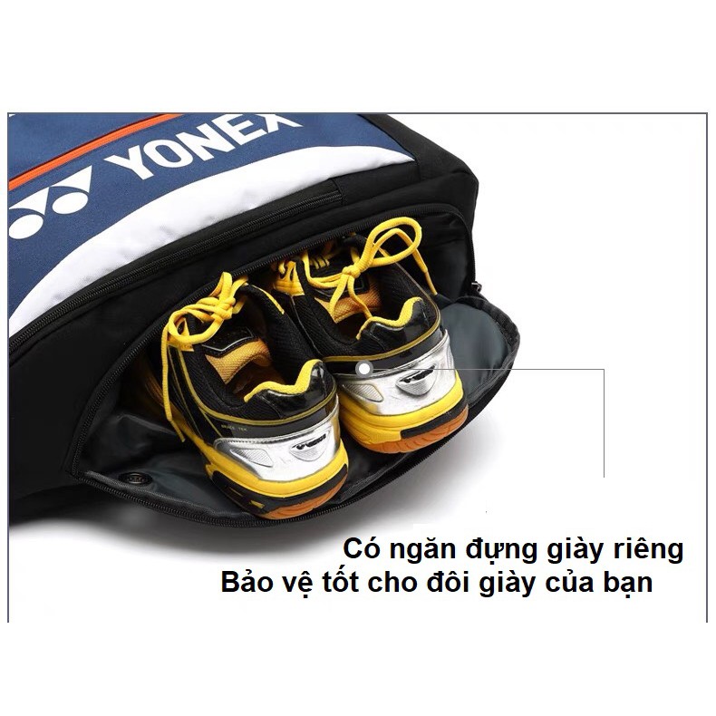 [Combo quà tặng] Balo cầu lông yonex BP005U nhiều màu, phom cứng cáp, có ngăn đựng giày vợt riêng