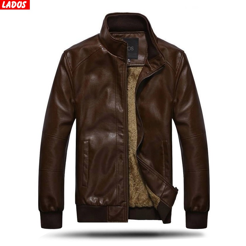 Áo khoác da nam lót lông cao cấp LADOS - 105 với chất da dày dặn bền bỉ thumbnail