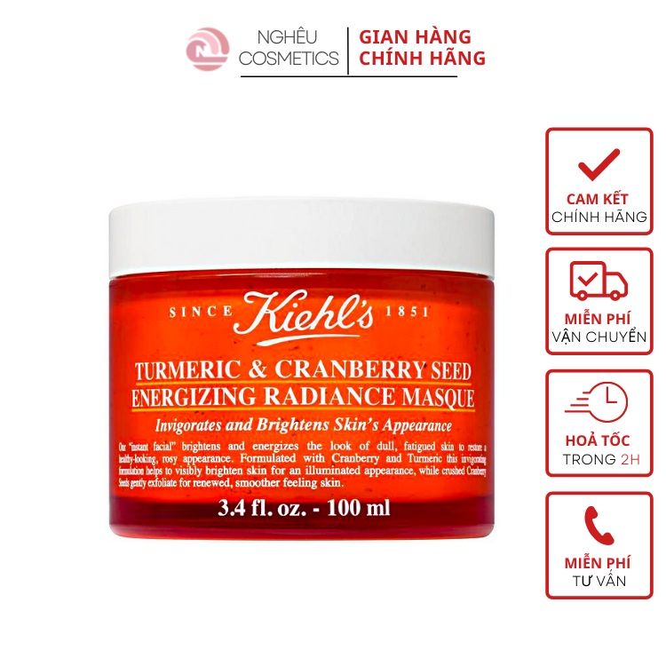 Mặt Nạ Nghệ Kiehl's Giảm Thâm Mụn, Làm Trắng Sáng Da Chống Lão Hoá Turmeric &amp; Cranberry Seed Masque