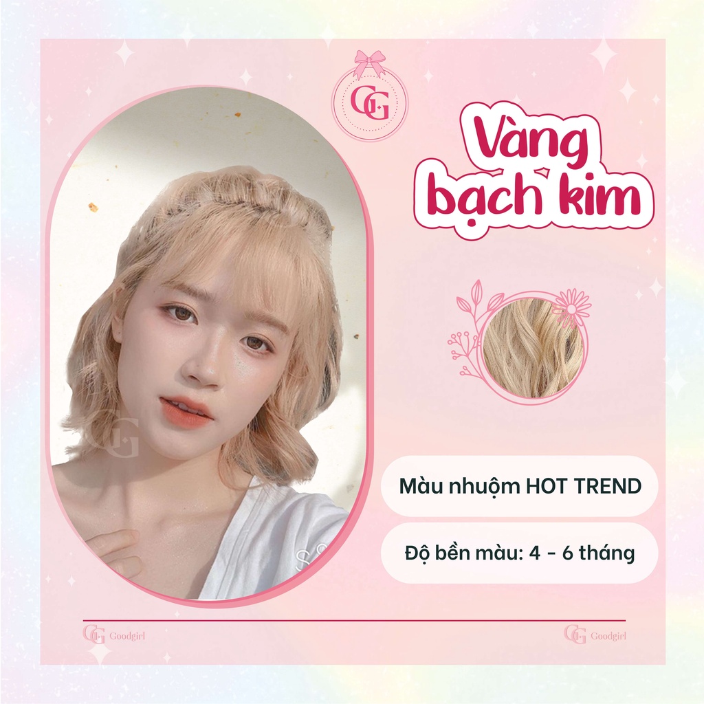 (Màu Vàng bạch kim) Tự nhuộm tóc tại nhà đơn giản + tặng oxy trợ nhuộm, tặng gang tay