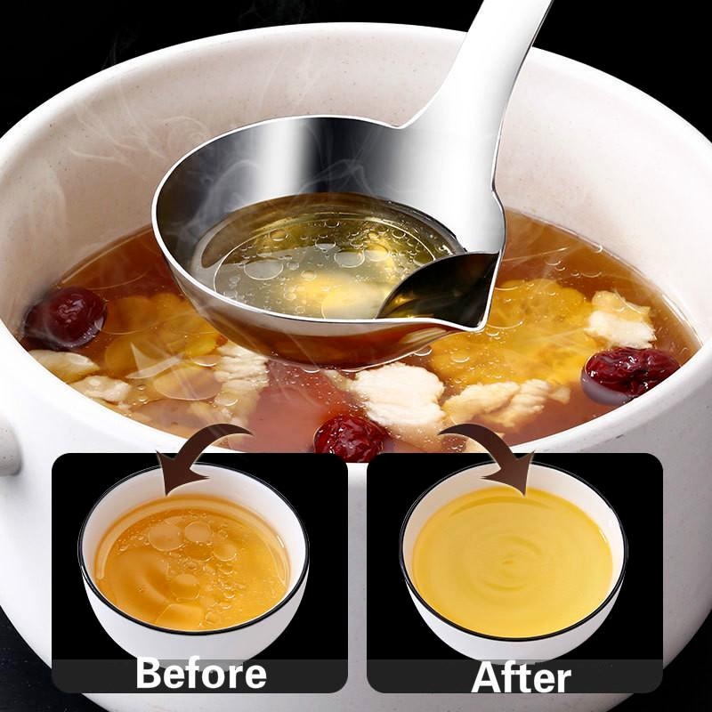 Dụng cụ lọc dầu nấu súp bằng thép không gỉ có móc treo tường tiện lợi