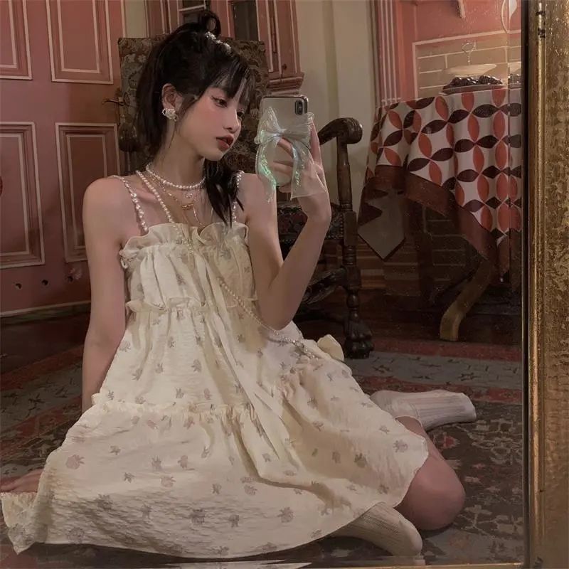 Đầm Nữ In Hoa Phong Cách Nhật Bản Xinh Xắn