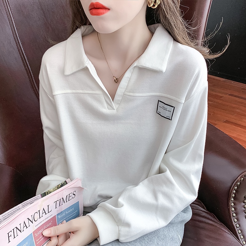 【ZHELIHANGFEI】Áo Dệt Kim Tay Dài Cổ Bẻ Lưng Cao Dáng Rộng Phong Cách Thời Trang Mỹ