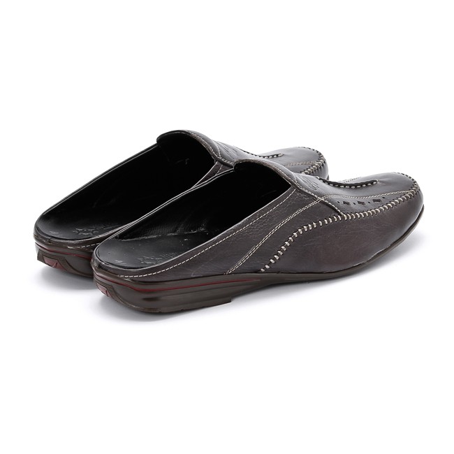 HP7125 - Giày sabo nam Huy Hoàng da bò màu nâu đậm