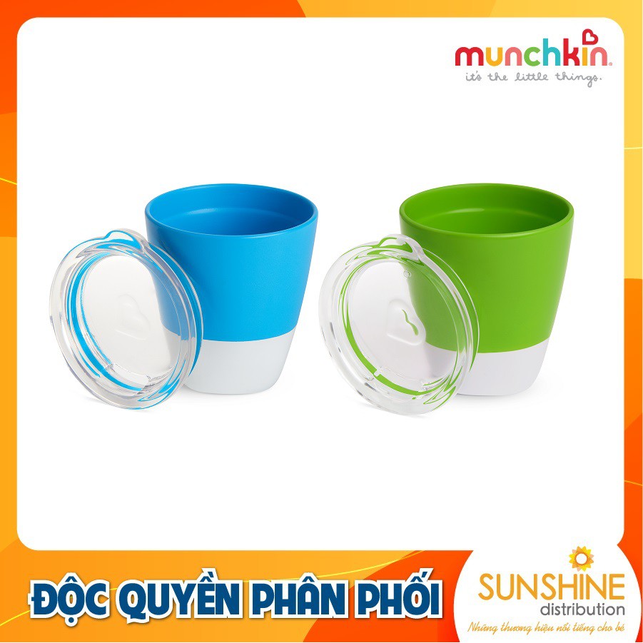 Bộ 2 cốc có nắp Munchkin 360 độ nhựa cao cấp chống đổ chống sặc 207ml