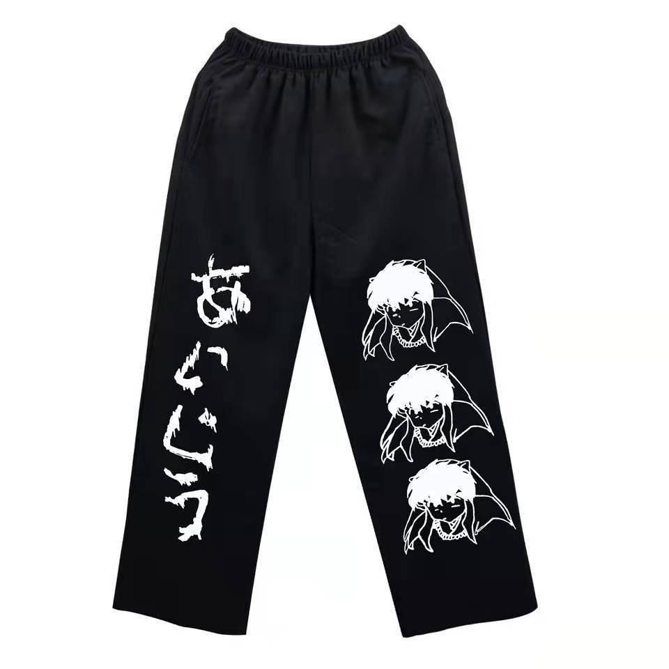 Quần jogger ống rộng lưng thun co giãn in họa tiết nhân vật hoạt hình thời trang cho nam nữ