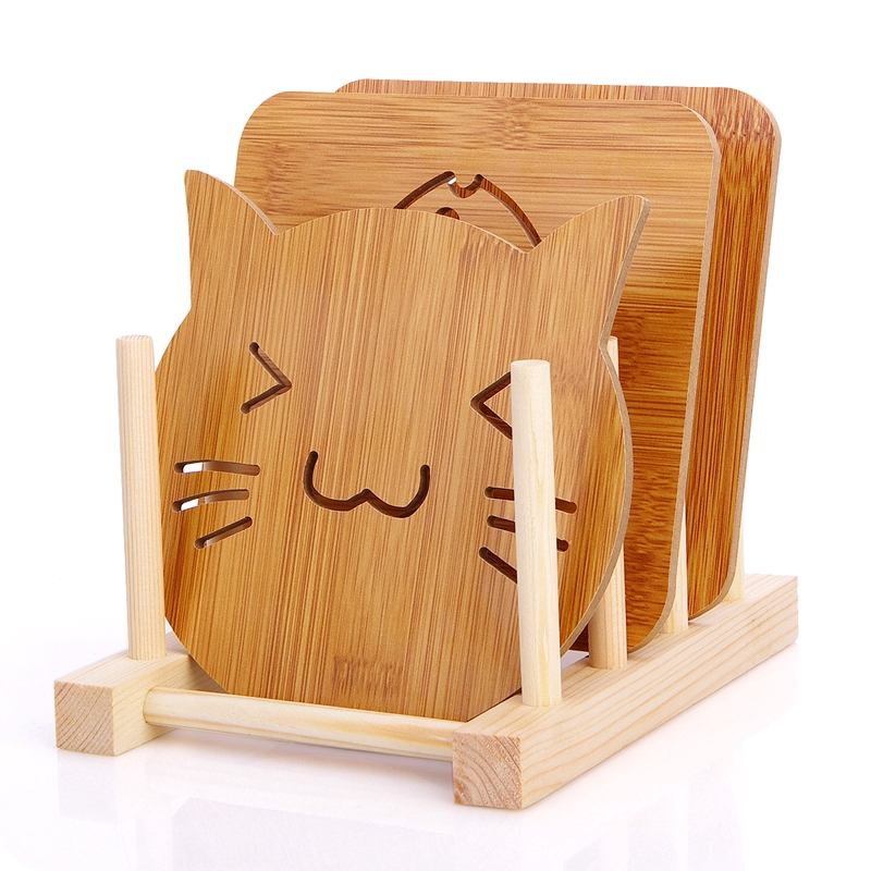 Tấm lót nồi bằng gỗ thiết kế hoạt hình đơn giản đa dạng