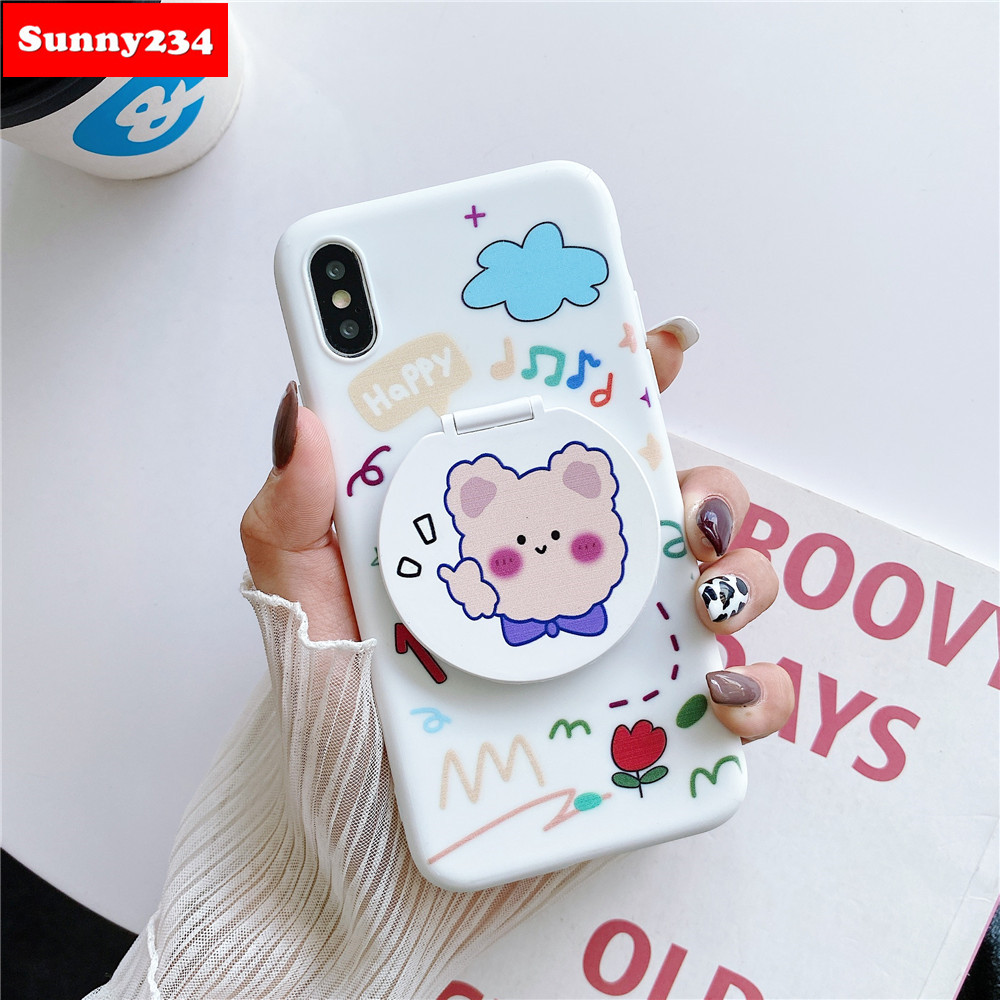 Ốp điện thoại dẻo tích hợp gương trang điểm cho Iphone 12 Mini 11 Pro Max 6 6s 7 8 Plus X Xs Max