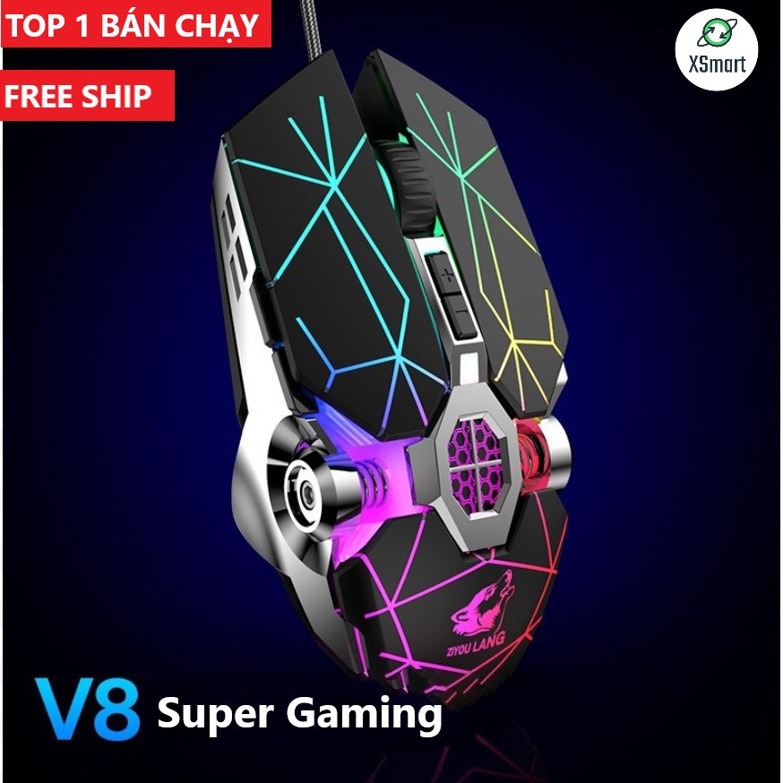 Chuột gaming ESPORTS V8 4000DPI cao cấp cho máy tính, pc , laptop màu đen tia sét