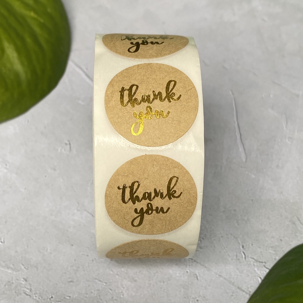 50- 500 nhãn dán Sticker Thank you lấp lánh dành cho shop bán hàng, size 2.5cm, dùng để cảm ơn khách hàng/ dán tem hộp.
