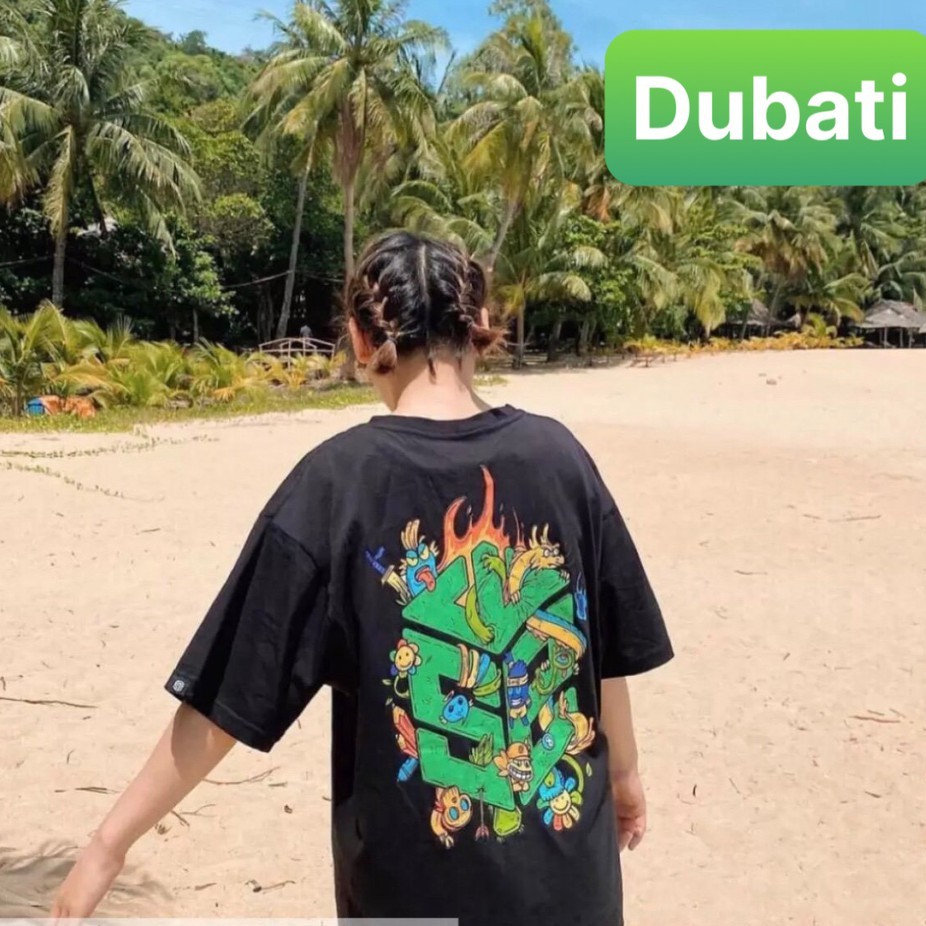 ÁO THUN NAM NỮ PHOM FROM RỘNG LỤC GIÁC RỒNG XANH SIÊU HOT - DUBATI FASHION