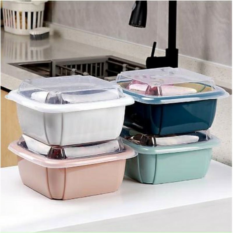 Rổ nhựa đựng hoa quả 2 lớp có nắp đậy