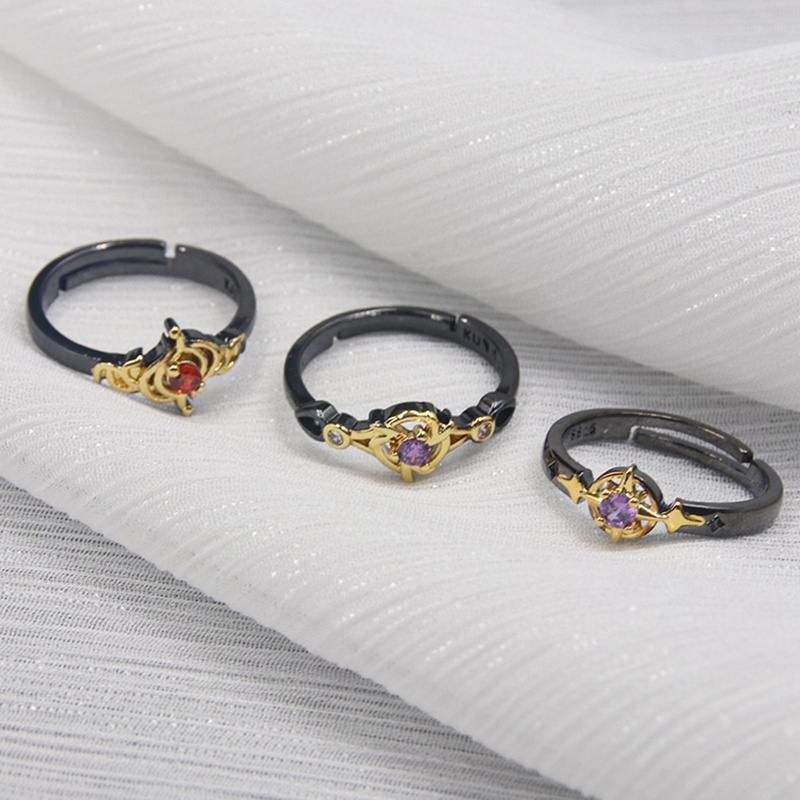 Diamd Nhẫn Hóa Trang Nhân Vật Anime Genshin Va Chạm Mắt Gió Lửa Rock Nhật Bản Cổ Điển Quà Tặng Trang Sức Cho Nam Và Nữ