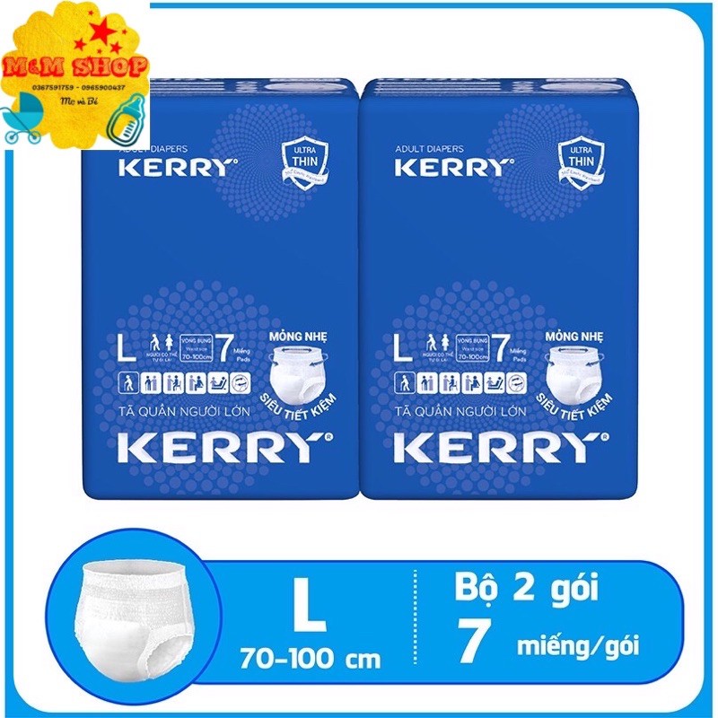 Set 2 Gói Tã bỉm quần người lớn Kerry / Peppy M8/L7