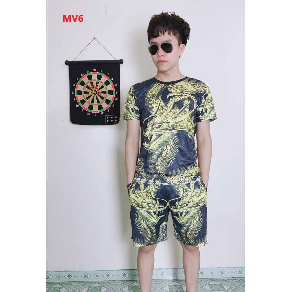 Bộ nam hè in 3D Rồng Vàng