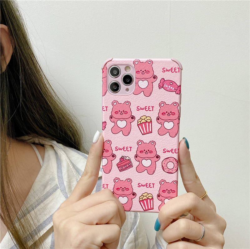 Ốp Lưng Da Mềm Chống Rơi In Hình Gấu Cho Iphone 12 Pro Max Ip11 X Xr 6 7 8 Plus | BigBuy360 - bigbuy360.vn