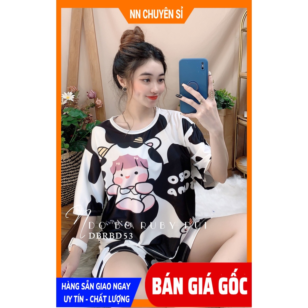 Bộ bò sữa cho bé trai bé gái &amp; người lớn đến 70 ký vải thun mềm mịn mát hình bò sữa unisex nam nữ DBRBD SIZE 6 ĐẾN XL