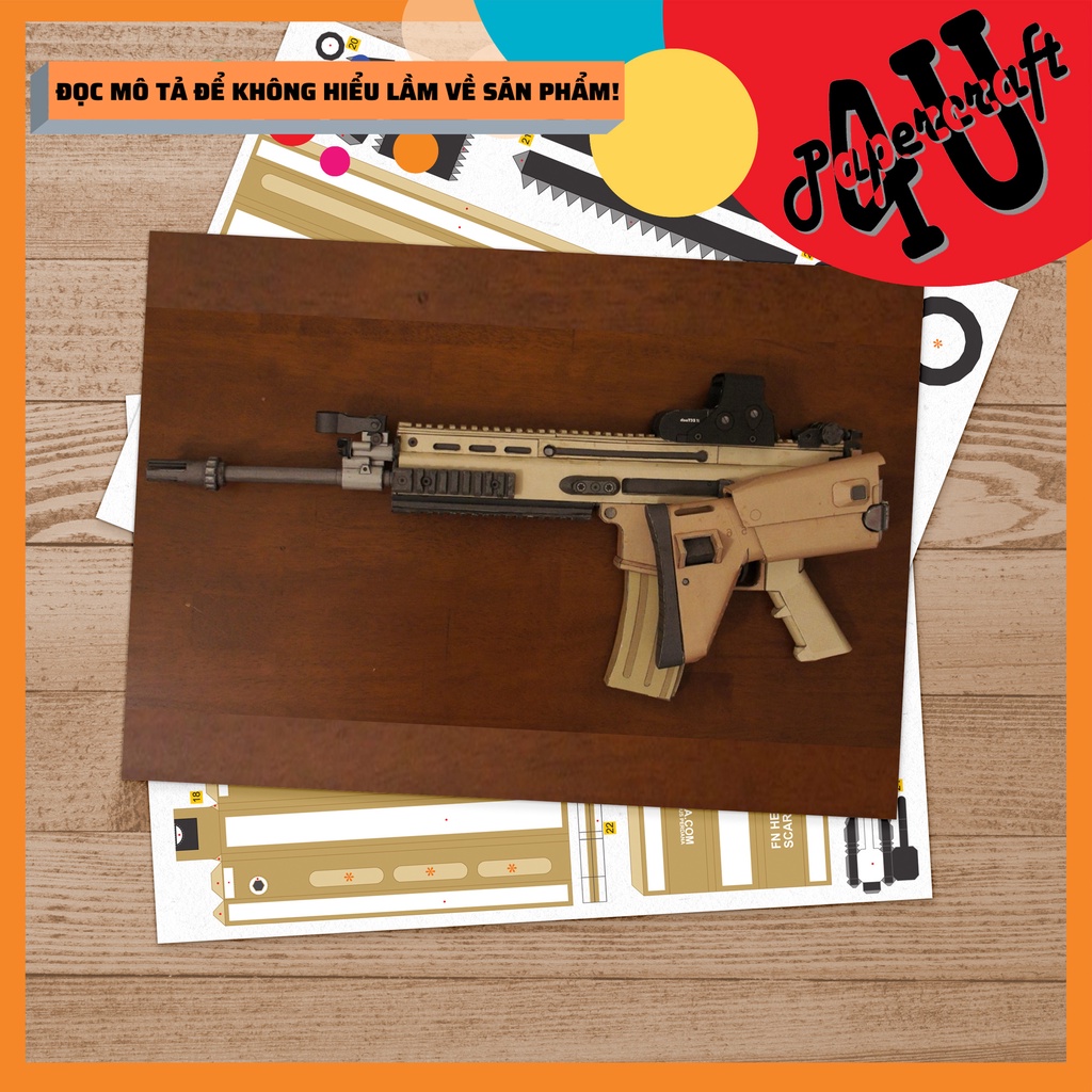 Mô hình giấy 3D , đồ chơi lắp ráp PUBG - SCAR-L tỉ lệ 1:1