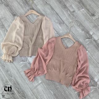 Áo len phối tay voan