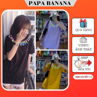 Áo thun tay lỡ Unisex, Áo phông form thụng phản quang chữ viền cổ