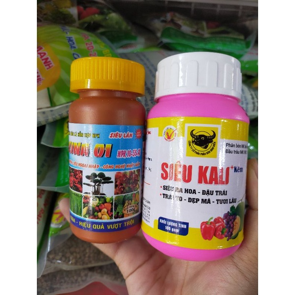 bộ 2 hủ chuyên kích thích ra hoa cho mai hồng lan bông giấy (siêu lân +siêu kali)