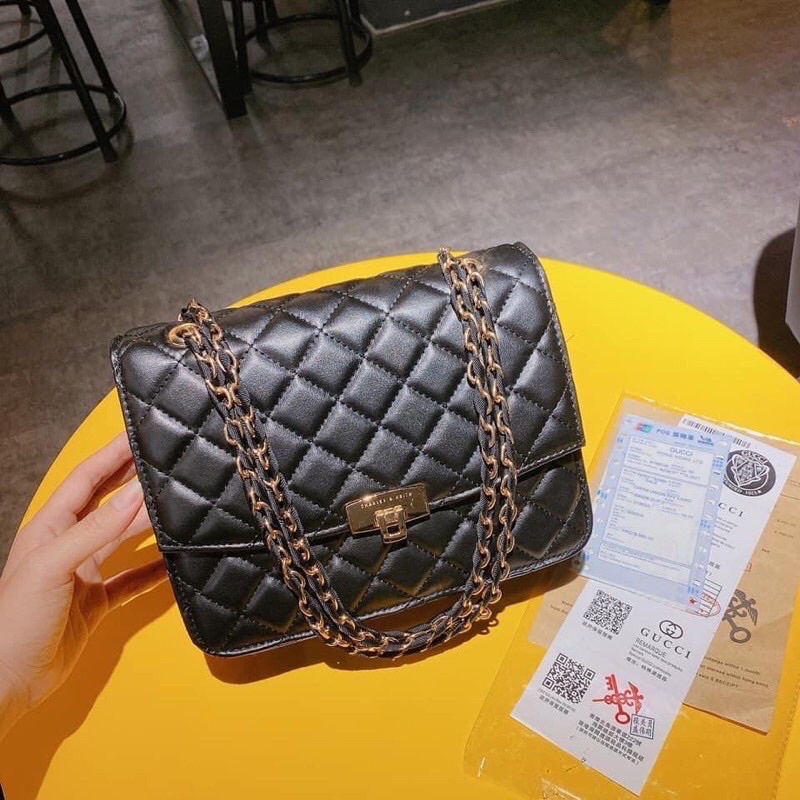 Túi trần trám khoá dập logo, hàng vip đẹp sz 25