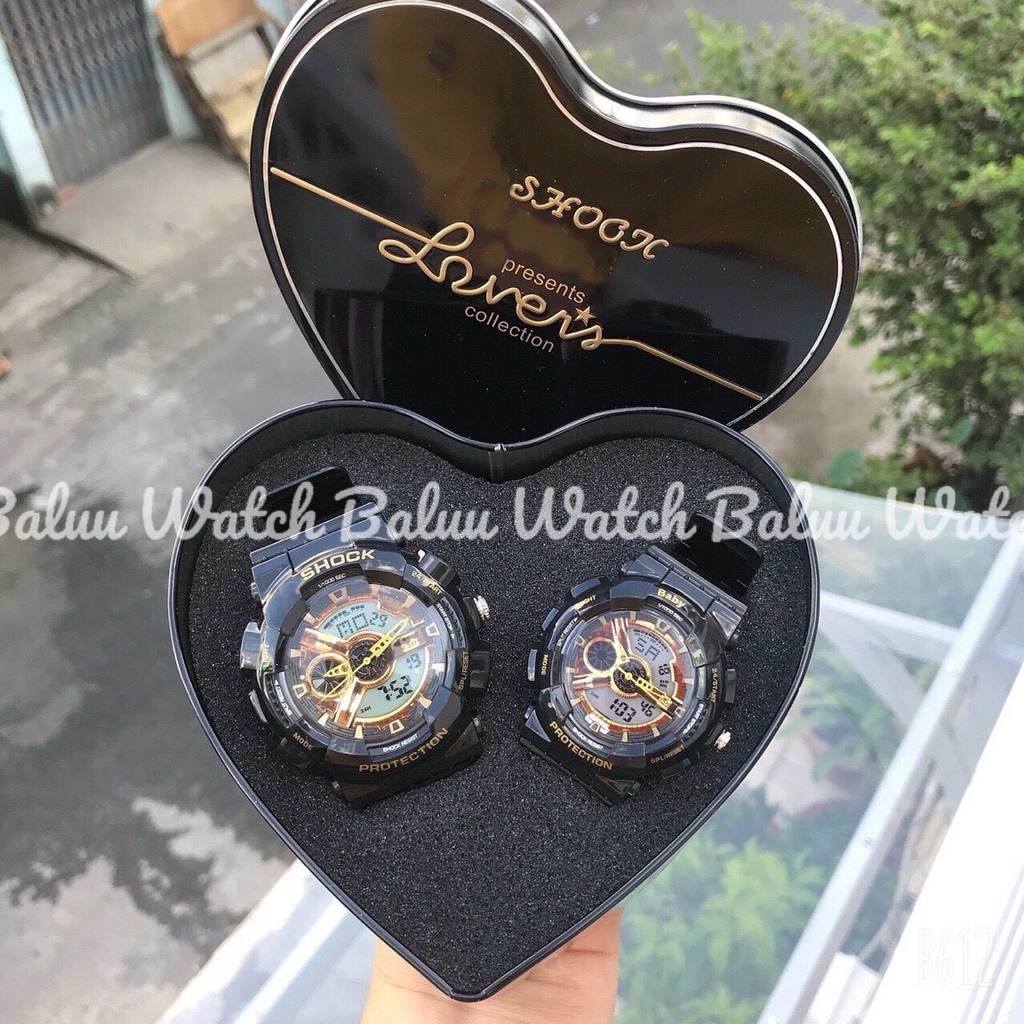 Đồng hồ thể thao nam nữ kim điện tử - GA220 đen 3 kim vàng kun shop