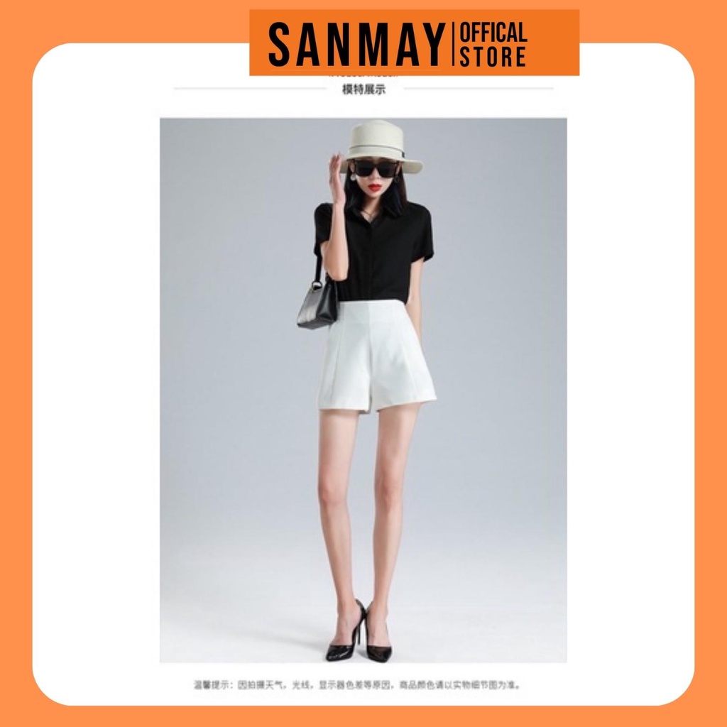 Quần Short Thun Nữ Mặc Nhà Lưng Cao SANMAY Quần Đùi Nữ Ống Rộng Ngắn Đẹp, Sooc Cộc Màu Trắng Đen Hàn Quốc QD004