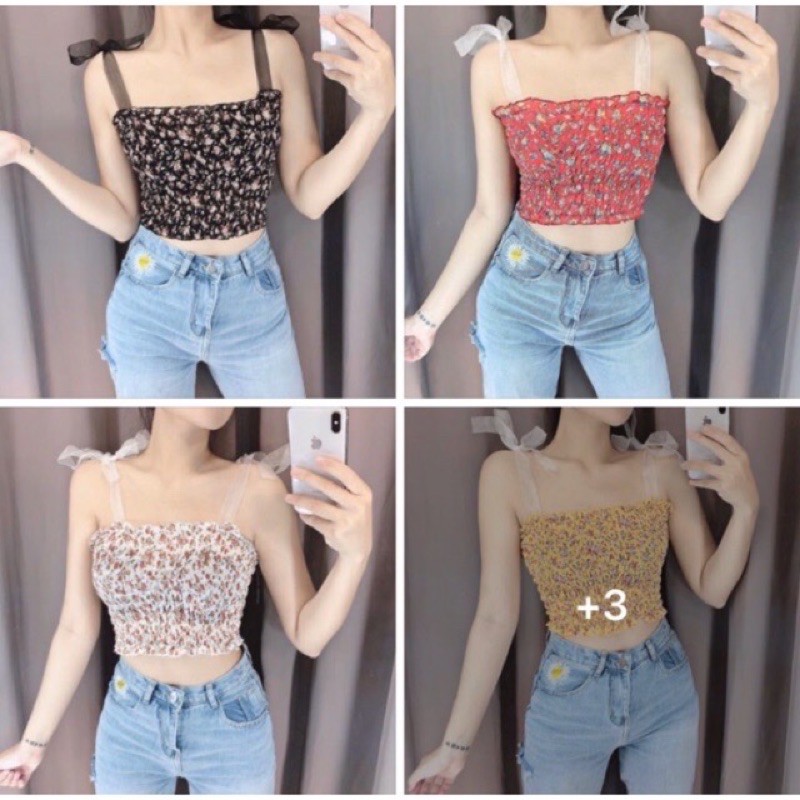 Áo voan nhún hoa nhí